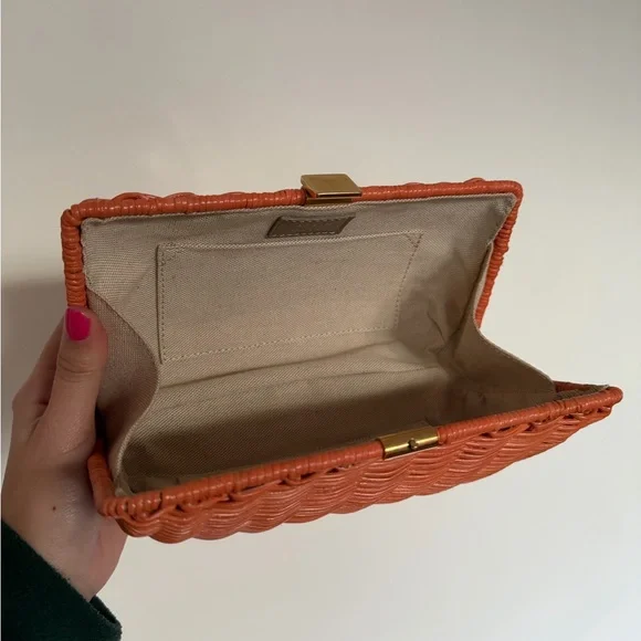 Aerin Vibrant Orange Woven Clutch - Picture 4 of 6